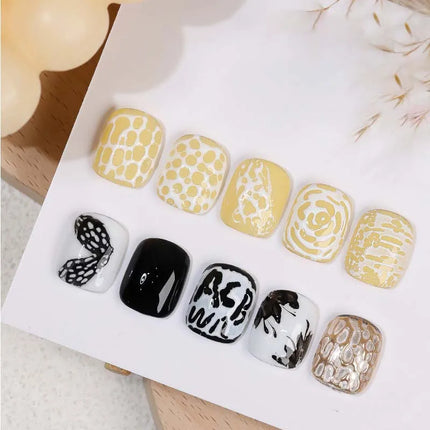 Poke Poke Nail Art Glue Lace Hole Nail Graffiti Letter Painting Art Gel Black White Ocean Wave Texture UV LED Soak Off Varnish