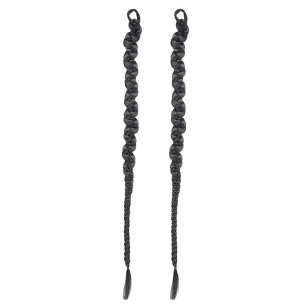 Long Braiding Synthetic Hair Extensions 2 Pieces Set Twisted Ponytail Extension with Rubber Bands Double Fishtail Braided