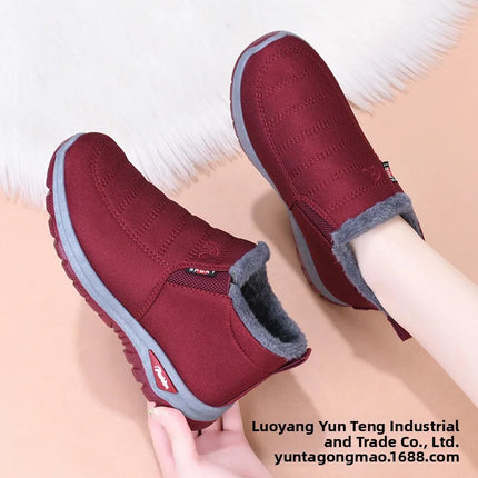 Winter New Fleece Lined Anti-slip Soft Bottom Women's Short Boots Thick Warm Cotton Shoes round Toe Casual Style Comfortable