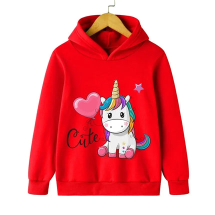Autumn Winter Cute Unicorn Print Children's Hoodie Top Fashion Sports Long Sleeve Casual Boys Girl Pullover Kid Sweatshirt Coats