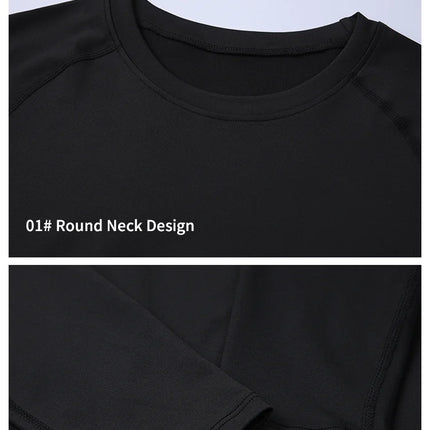 Compression Shirt Men Solid Dry Fit Long Sleeve Sportswear For Male Gym Clothing Running Fitness Tee Training Workout Muscle Top