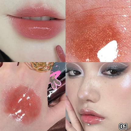 Cappuvini Water Glazed Mirror Lip Gloss Makeup Long Lasting Color Liquid Lipstick Crystal Jelly Moisturizing Lip Glaze Cosmetics