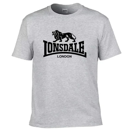 Men's Lion Lonsdale Print Short-Sleeve T-Shirt, Summer Loose and Comfortable Pure Cotton Street Style Oversized