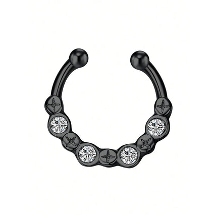 1pc Back Septum Rings Muti-Styles Punk 16gauge Stainless Steel Nose Rings Hoops Septum Clicker Daith Piercing Jewelry