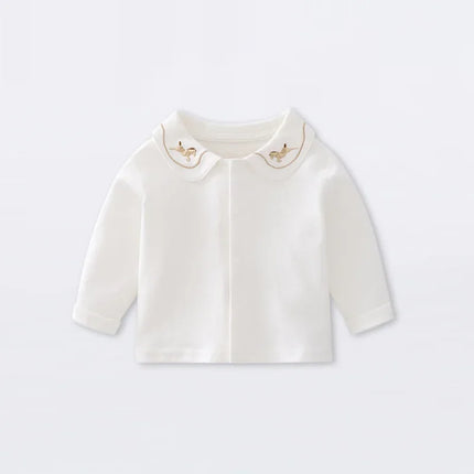 Baby Lapel Long Sleeve T-shirt New Pure Cotton Base Layer Top For Infants Toddlers