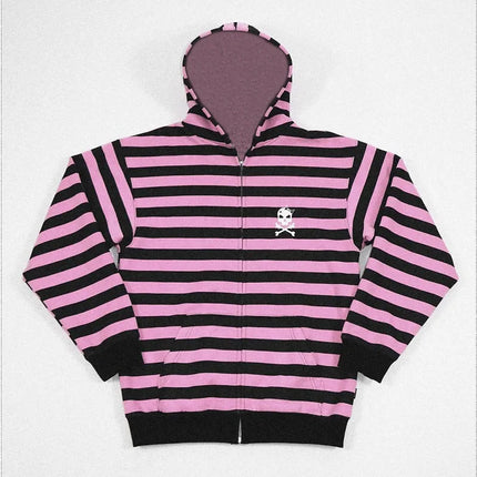 Long Sleeve Loose Zipper Fashion Autumn Streetwear Europe America Gothic Emo Girl Dark Spell Color Cartoon Skull Printed Hoodies