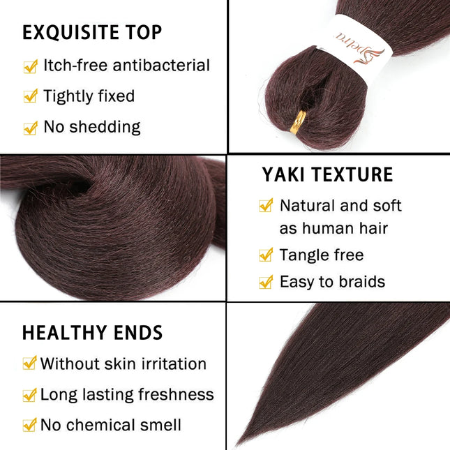 X-TRESS Synthetic Pre-Stretched Braiding Hair Easy To Make Senegalese Box Braid Darker Wine Natural Soft EZ Braids Hair Bundles
