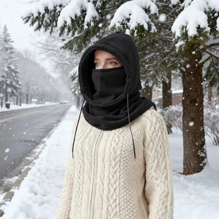 Unisex Winter Balaclava Knit Hood - Windproof Mask with Drawstring, Motorcycle Riding Headgea Warm Knitted Cap Cold Weather