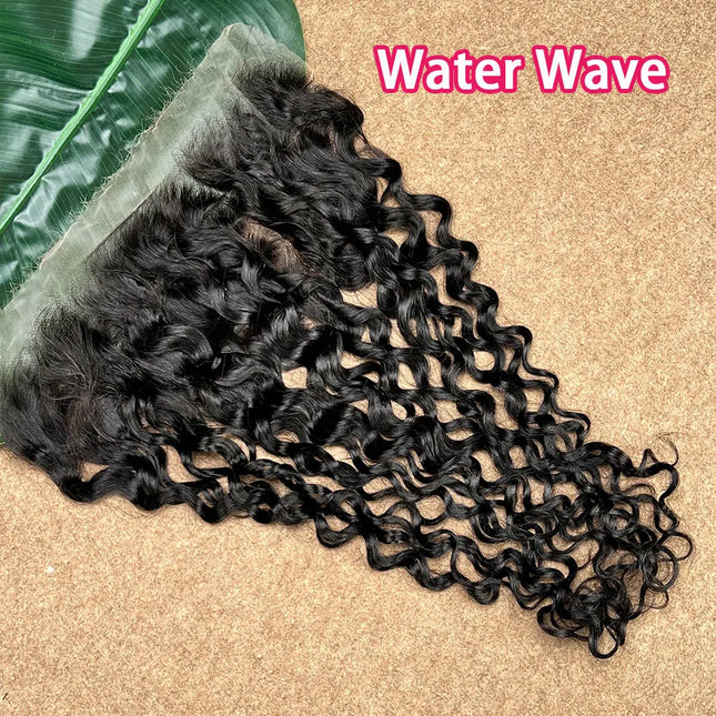13x6 Real HD Frontal Water Wave 13x4 Frontal Melt Skins Invisible Lace Frontal 100% Raw Human Hair 1B Natural Black