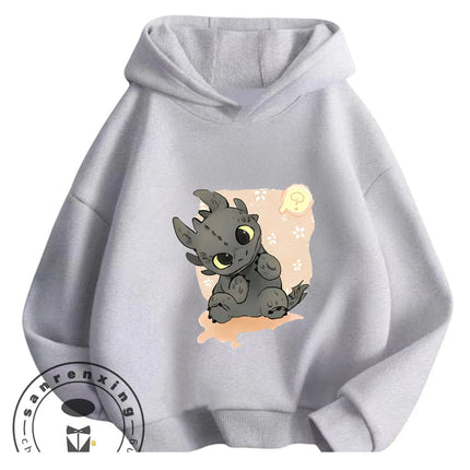 Kawaii Casual Toothless Hoodie 3-14Y Boys Girls Autumn Winter Cute Fashion Street Cartoon Outdoor Children