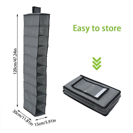 Hanging Shoe Organizer Non-woven Shoe Storage Shelf 10-Layer Foldable Hanging Shoe Rack Space Saving for Home Bedroom Closet