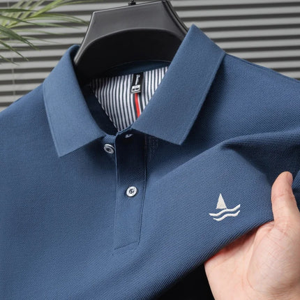 Luxury brand 100% cotton short sleeve polo shirt men's fashion sailboat embroidered T-shirt summer comfort breathable casual top