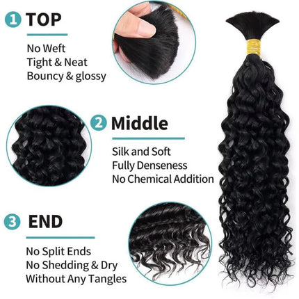 Human Braiding Hair For Boho Braids 130G 20 Inch Deep Wave Bulk Unprocessed 12A Brazilian Virgin Boho Hair For Braiding Knotless