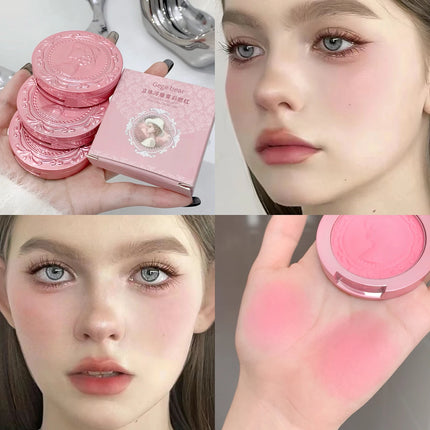 3D Embossed Girl's Blush Press Powder Nude Natural Matte Orange Brown Face Check Contouring Blusher Rouge Makeup Blush Palette