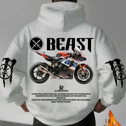 Men Women Beast Racing Motorcycle Hooded Sweatshirt Autumn Winter Loose Casual Sportswear Daily Outdoor Vacation Fitness Wear