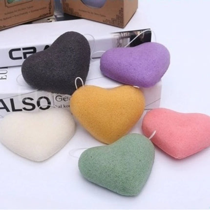 Face Washing Sponges Beauty Makeup Tools for Women Face Cleaning Sponge Heart Round Shape Konjac Cleaning Exfoliator Puff Purple