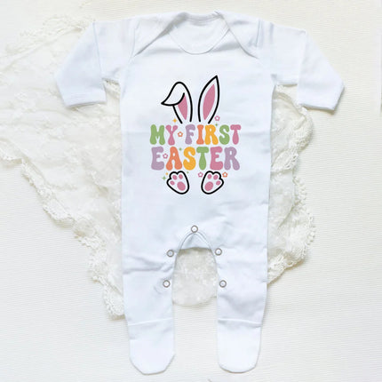 My First Easter Bunny Print Baby Bodysuit Babygrow Sleepsuit Rabbit Infant Long Sleeve Outfit Clothes Infant Easter Party Romper