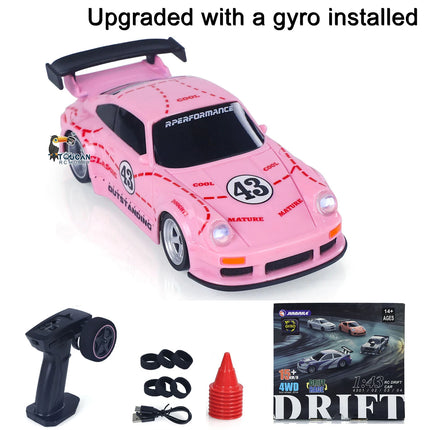 Gifts 1/43 RC Drift Car with Gyro Upgraded Ver 2.4G Remote Control Mini Drift Race Car 4WD Radio Control RC Toys Traffic Cones