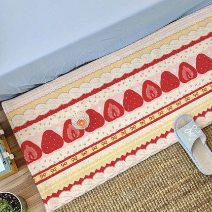 VIKAMA Fair Isle Dessert Pudding Plush Rug, Girly Bedroom Bedside Mat & Bay Window Cushion, Non-Slip & Easy to Clean, Home Decor