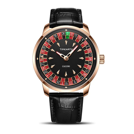 TIMEARTX Men's Watch New European Roulette Design Poker Game Fashion Quartz Movement Stainless Steel Wristwatch father day gifts