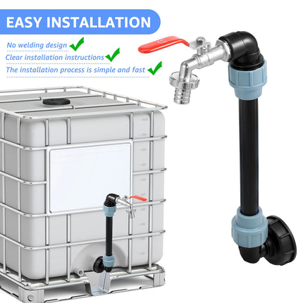 IBC Gooseneck 3/4 Inch Outlet Tap IBC Tank Gooseneck 3/4 Inch Tap Stopcock IBC Adapter Rain Barrel Outlet Tap IBC Accessories