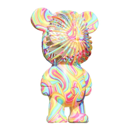 Graffiti Bear Electric Fan USB Rechargeable Desktop Fan Electroplating Gradient 3-speed for Camping Outdoor Travel