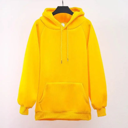 Thickened Fleece Hoodie Women's Long Sleeve Loose Fit Blank Version Autumn Winter New Style Korean Style Solid Color Sweatshirt