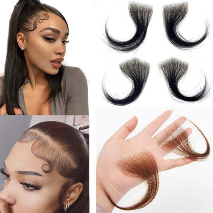 Lace Edges Baby Hair 100%Human Hair Edge for Women Swiss HD Lace Baby Hair Edges Strips Reusable Invisible Lace Hairline Instant