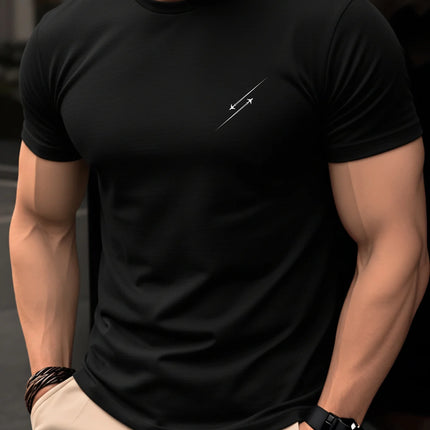 Summer men's 100% pure cotton casual fashionable loose retro compass mountain pattern printed round neck short sleeved T-shirt
