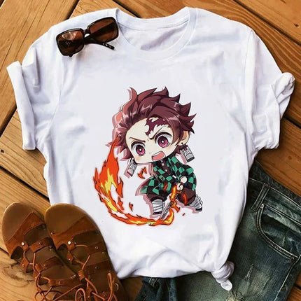 Kimetsu No Yaiba Kamado Nezuko Graphic Print T-shirt Women Harajuku Aesthetic White Tops Tshirt 2021 Japan Style Female T Shirt