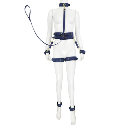 Thierry Bondage Set PU Leather Handcuffs Wrist Ankle Thigh Cuffs, Waist Belt, Collar, BDSM Sex Toys for Couples Adult Games