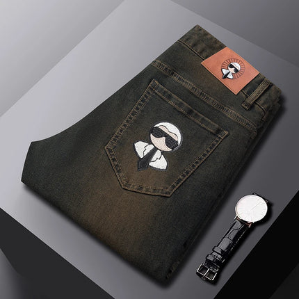 Fashion Men Jeans Stretch Straight Leg Casual Slim Fit Denim Pants Male Brand Luxury Design Business Classic Trousers