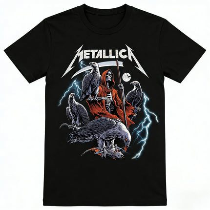American Heavy Metal Band Metallica Poster Graphic Print T-shirt Fashion High-Street Style Oversized Men Women O-neck Cotton Tees