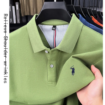 High-end brand 100% cotton long sleeve polo shirt, fashion luxury, pony embroidery, business casual comfort, new Paul men's T-shirt