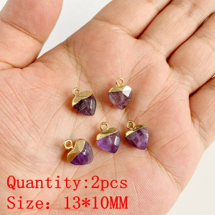 2PCS Natural Amethyst Pendant Charms Purple Crystal Star Sun Water Drop Shape For DIY Making Jewelry Necklace Bracelet