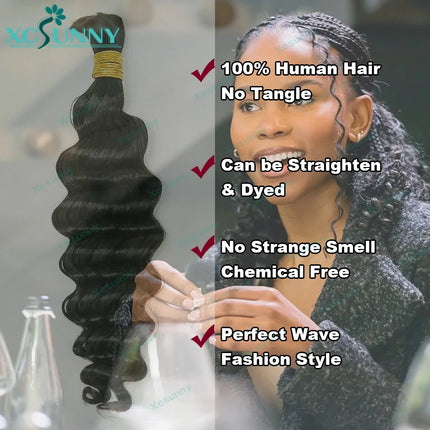 Loose Deep Wave Bulk Braiding Hair Extensions Unprocessed Bulk Human Hair For Boho Braids Wholesale Natural Color 4 30 27