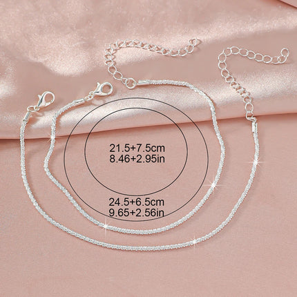 LATS Shiny Sparkling Simple Anklet for Women Gold Silver Color Elegant Jewelry Female Beach Ankle Bracelet on Foot Party Gift