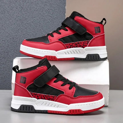 Classic Fashion Children Shoes Boys Leather Sneaker High Top Skater Basketball Shoes Luxury Sports Sneaker for Boy