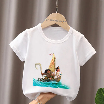 Hot Sale Moana Ocean Romance Princess Print Cute Kids T-Shirts Girls Clothes Baby Boys Short Sleeve T shirt Summer Children Tops