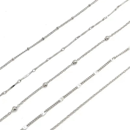 5 Pcs /set Silver plated Stainless Steel Anklet for women men Summer Beach Bracelet Accessories Jewelry Valentine's Day Gift