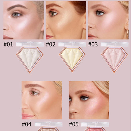 Natural Diamond Highlighter Powder 5 Color Shimmer Contour Nose Shadow Brightening Face Makeup Cosmetics Palette