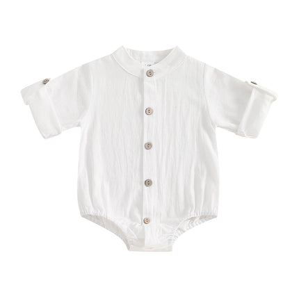 Long Sleeve Baby Boys Rompers Soft Solid Color Buttons Toddler Infant Clothes Bodysuits Fall Spring Casual Newborn Jumpsuits