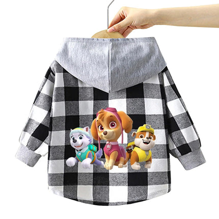 Paw Patrol Children's Hooded Shirts Kids Clothes Baby Boys Plaid Shirts Coat for Spring Autumn Girls Long-Sleeve Jacket Clothing