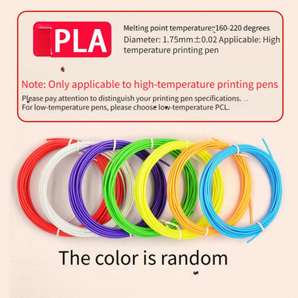 Random Color 50/100m High-temperature 3D Printing Pen Filament, Made of PLA Material, Colorful, Odorless and Safe, 1.75mm