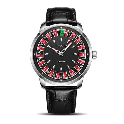 TIMEARTX Men's Watch New European Roulette Design Poker Game Fashion Quartz Movement Stainless Steel Wristwatch father day gifts