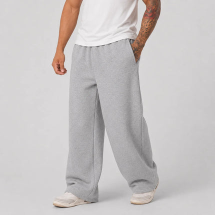 Men's Large Size Oversized Wide-Leg Sweatpants - Loose-Fit Trousers with Elastic Waist  Breathable Winter Pants