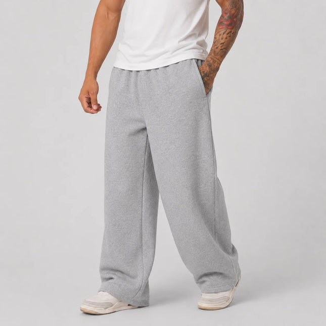 Men's Large Size Oversized Wide-Leg Sweatpants - Loose-Fit Trousers with Elastic Waist  Breathable Winter Pants