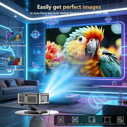 XIWBSY 2026 Portable 4K UHD Projector 42000Lumens Movie Google TV Projector BT5.4 WiFi6 Android TV 11.0 Smart Home Projector