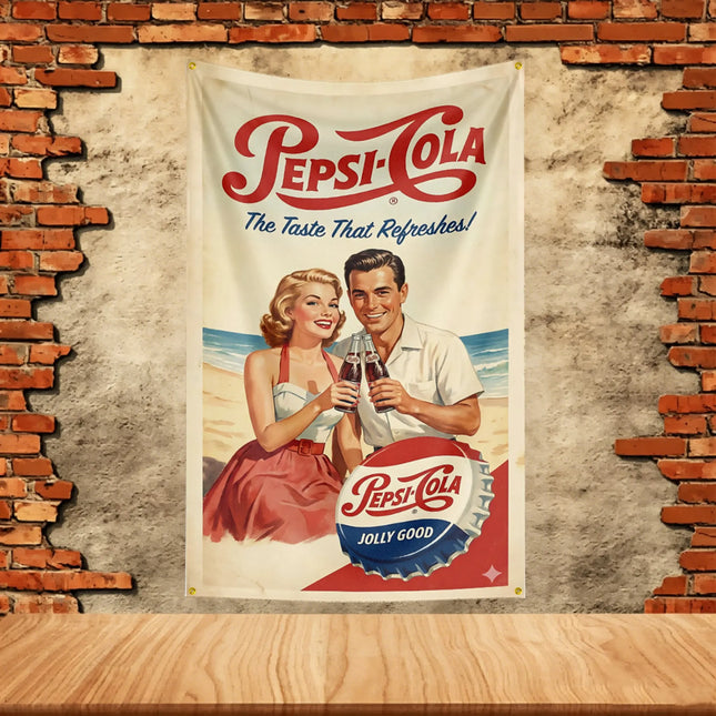 Vintage Flag 3x5ft for Pepsi Cola Fans Banner HD Print Background Garage Bedroom Living Room Dorm Wall Decor Tapestry