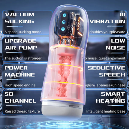 Male Masturbator Automatic Sucking Vibration Blowjob Machine Heating Pussy Penis Pump Masturbation Cup Sex Toys for Men Supplies